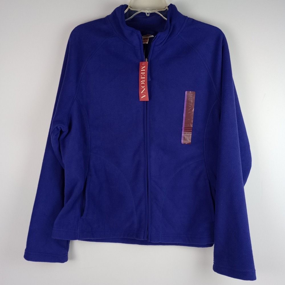 NWT Merona Womens XL Purple Full Zip Fleece Mock Neck Warm Soft Jacket